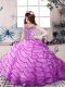 Enchanting Sleeveless Organza Court Train Lace Up Glitz Pageant Dress in Lilac with Ruffled Layers