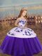 Eggplant Purple and Purple Sleeveless Floor Length Embroidery Lace Up Kids Formal Wear