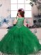 Modern Green Ball Gowns Beading and Ruffles Girls Pageant Dresses Zipper Organza Sleeveless Floor Length