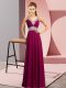 Beautiful Sleeveless Floor Length Beading Lace Up Evening Dress with Fuchsia