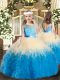 Great Sleeveless Backless Floor Length Lace and Ruffles Little Girls Pageant Dress