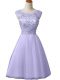 Super Sleeveless Tulle Mini Length Zipper Homecoming Gowns in Lavender with Beading