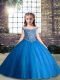 Blue Sleeveless Tulle Lace Up Pageant Gowns For Girls for Party and Wedding Party