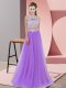 Lavender Wedding Party Dress Wedding Party with Lace Halter Top Sleeveless Zipper