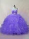 Gorgeous Beading and Ruffles 15 Quinceanera Dress Lavender Lace Up Sleeveless Floor Length