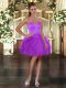 Popular Mini Length Purple Prom Homecoming Dress Sweetheart Sleeveless Lace Up