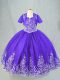 Sleeveless Floor Length Beading and Embroidery Lace Up Pageant Dresses with Purple