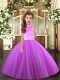 Lilac Evening Gowns Party and Sweet 16 and Wedding Party with Beading Halter Top Sleeveless Backless