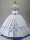Cheap Ball Gowns Ball Gown Prom Dress Blue And White Strapless Satin Sleeveless Floor Length Lace Up