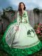 Best Selling Floor Length Lace Up Sweet 16 Dresses Green for Sweet 16 and Quinceanera with Embroidery and Ruffles