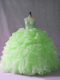 Green Ball Gowns Beading and Ruffles and Pick Ups 15 Quinceanera Dress Lace Up Organza Sleeveless