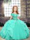 Apple Green Sleeveless Floor Length Beading Lace Up Girls Pageant Dresses