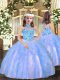 Blue Sleeveless Tulle Lace Up Pageant Dress for Teens for Party and Wedding Party