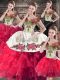 Stunning Pink And White Sleeveless Floor Length Embroidery and Ruffles Lace Up Vestidos de Quinceanera