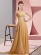Beading Prom Dress Gold Lace Up Sleeveless Floor Length