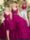 Fuchsia Sleeveless Floor Length Beading and Ruffles Backless Quinceanera Gown