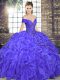 Cheap Lavender Sleeveless Organza Lace Up Sweet 16 Quinceanera Dress for Military Ball and Sweet 16 and Quinceanera