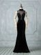 Zipper Formal Evening Gowns Black for Prom and Party and Military Ball with Beading Brush Train