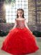 Enchanting Red Ball Gowns Beading and Ruffles Winning Pageant Gowns Lace Up Tulle Sleeveless Floor Length