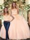 Elegant Peach Quinceanera Dresses Military Ball and Sweet 16 and Quinceanera with Lace Scoop Sleeveless Zipper
