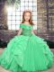 Elegant Sleeveless Organza Floor Length Lace Up Kids Formal Wear in with Beading and Ruffles