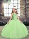 Scoop Sleeveless Lace Up Little Girls Pageant Dress Yellow Green Tulle