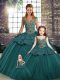 Ball Gowns Quinceanera Gowns Green Straps Tulle Sleeveless Floor Length Lace Up