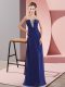 Suitable Beading Dress for Prom Royal Blue Zipper Sleeveless Floor Length