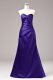 Sleeveless Satin Floor Length Lace Up Prom Evening Gown in Purple with Ruching