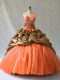 Orange Sleeveless Beading and Pick Ups Lace Up 15 Quinceanera Dress