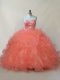Orange Lace Up Sweetheart Beading and Ruffles Sweet 16 Dresses Organza and Tulle Sleeveless