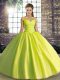 Dazzling Yellow Green Sweet 16 Dress Military Ball and Sweet 16 and Quinceanera with Beading Off The Shoulder Sleeveless Lace Up