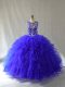Fitting Royal Blue Sleeveless Tulle Lace Up Ball Gown Prom Dress for Sweet 16 and Quinceanera