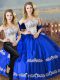 Flirting Floor Length Royal Blue Ball Gown Prom Dress Sweetheart Sleeveless Lace Up