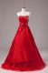 Fantastic Wine Red A-line Strapless Sleeveless Organza Floor Length Lace Up Beading and Embroidery Quinceanera Gown