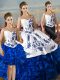 Captivating Sleeveless Lace Up Floor Length Embroidery and Ruffles 15th Birthday Dress