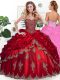 Floor Length Lace Up Quinceanera Dress Wine Red for Sweet 16 and Quinceanera with Beading and Appliques and Pick Ups