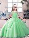 Apple Green Sleeveless Beading Floor Length Girls Pageant Dresses