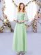 Shining Apple Green Off The Shoulder Side Zipper Lace and Belt Wedding Party Dress Half Sleeves