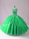 Hot Selling Scoop Sleeveless Quince Ball Gowns Floor Length Beading Green Tulle