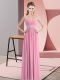 Trendy Floor Length Empire Sleeveless Rose Pink Zipper