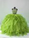 Perfect Two Pieces Sleeveless Green Sweet 16 Quinceanera Dress Brush Train Backless