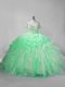Decent Apple Green 15th Birthday Dress Straps Sleeveless Lace Up