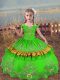 Sleeveless Floor Length Beading and Embroidery Lace Up Kids Pageant Dress with