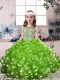 Green Lace Up Scoop Beading and Ruffles Kids Formal Wear Organza Sleeveless