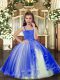 Tulle Straps Sleeveless Lace Up Beading Kids Pageant Dress in Blue