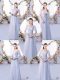 Floor Length Grey Wedding Guest Dresses High-neck Cap Sleeves Lace Up