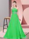 Great Green Empire Chiffon One Shoulder Sleeveless Beading Lace Up Prom Party Dress Brush Train