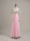 Baby Pink Scoop Side Zipper Beading Prom Gown Sleeveless