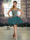 Hot Selling Straps Sleeveless Organza Juniors Party Dress Beading and Lace Lace Up